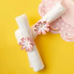 Big Dot of Happiness Pink Daisy Flowers - Floral Party Paper Napkin Holder - Napkin Rings - Set of 24