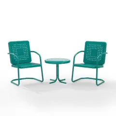 Bates 3pc Outdoor Chair Set - Turquoise - Crosley