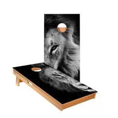 Skips Garage Black And White Lion Cornhole Boards - ACA Star Series