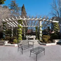 Courtyard Casual Black Steel French Quarter Outdoor Loveseat and Coffee Table Set