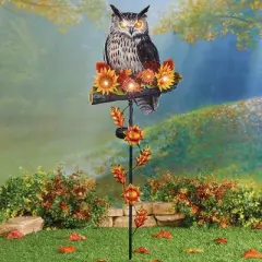Collections Etc Owl with Sunflowers Solar Lighted Garden Stake