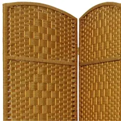 6 ft. Tall Diamond Weave Fiber Room Divider - Light Beige (5 Panels)