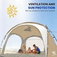 Anybear 12x12FT Khaki-Upgrade UPF50+ Pop Up Beach Tent with 2 Side Walls