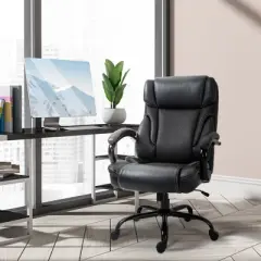 Vinsetto 484LBS Big and Tall Ergonomic Executive Office Chair with Wide Seat, High Back Adjustable Computer Task Chair Swivel PU Leather, Black