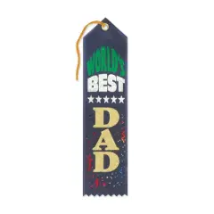 Beistle World's Best Dad Award Ribbon, 2" x 8", (6/Pkg) Multicolored