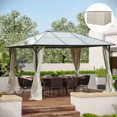 Outsunny 10' x 12' Universal Gazebo Sidewall Set with 4 Panels, 40 Hooks/C-Rings Included for Pergolas & Cabanas