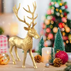 Costway Standing Reindeer Statue Aluminum Deer Sculpture for Indoors Christmas Decor