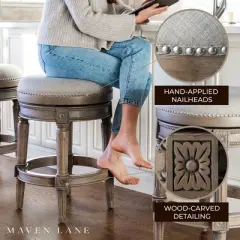 Maven Lane Pullman Wooden Kitchen Bar Height Stool with 360 Degrees Swivel
