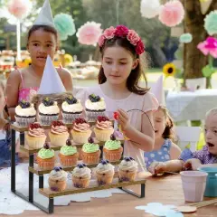 Rustic Wood Cupcake Stand,4 tier Wooden Cupcake Display Riser,Stepped Display Stand for Cupcakes,Perfume,Cologne,Spiece and Other Small Items