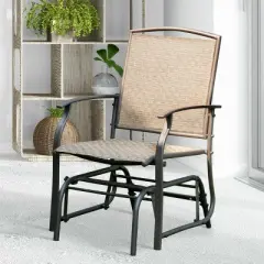 Costway Patio Swing Single Glider Chair Rocking Seating Steel Frame Garden Furni Brown