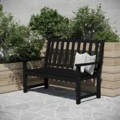 Merrick Lane All Weather Recycled HDPE Bench for Indoor and Outdoor Use