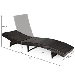 Tangkula 2-Piece Patio Adjustable Rattan Chaise Lounge Chair Folding Reclining Wicker Chair