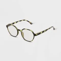 Women's Tortoise Print Shiny Plastic Round Blue Light Filtering Glasses - Universal Thread&trade; Green