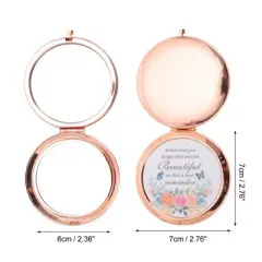 Unique Bargains Folding Makeup Mirror Rose Gold Tone 1 Pc