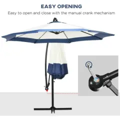 NicBex 10 Ft Cantilever Patio Umbrella,Large Offset Patio Umbrella,Hanging Umbrella Outdoor with Crank,Cross Base for Deck,Navy Blue