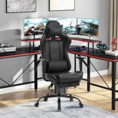 BestMassage Gaming Chair Computer Gamer Chair with Lumbar Support and Footrest Rolling Swivel Design Office Chair for Home Office and Gaming