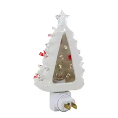 Christmas 6.75" White Tree Night Light Red Bird Electric Plug-In Roman, Inc  -  Nightlights