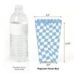 Big Dot of Happiness Blue Checkered Party - Favor Popcorn Treat Boxes - Set of 12