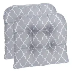 Gripper 2pk Non-Slip Trellis Tufted Universal Chair Cushions Gray: Indoor Kitchen Chair Seat Cushions, Half-Circle, Polyester