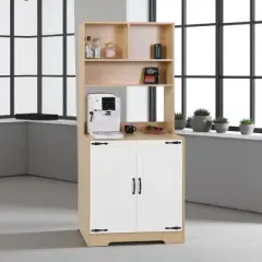 70.87" Freestanding Kitchen Pantry Cabinet with 2 Doors, Modern Storage Hutch with 3 Shelves, Larder Cupboard for Kitchen, Dining Room