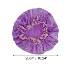 Unique Bargains Double Layer Solid Color Shower Cap Purple 1 Pc