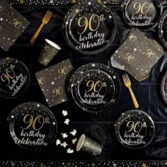 Sparkle and Bash 100 Pack 90th Birthday Paper Luncheon Napkins for 90 Years Celebration, Anniversary Party, 6.5"