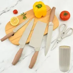 Attop 6-Piece German Stainless Steel Knife Set - Modern Air Flow Block with Non-Stick Diamond Blades