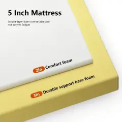 FDW 5 Inch Memory Foam Mattress Medium Firm Mattresses CertiPUR-US Certified Bed-in-a-Box Pressure Relieving ,Fiberglass Free,White