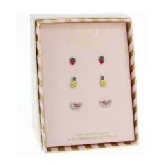 FAO Schwarz Strawberry, Pineapple, Watermelon Stud Earring Set
