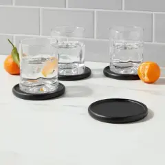 4pk Acacia Modern Coasters Black - Threshold&trade;