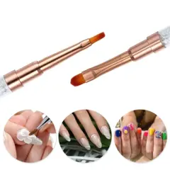 Unique Bargains DIY Manicure Double Ended Nail Art Brush Rose Gold Tone 1 Pc