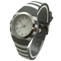 Olivia Pratt Stripped Silicone Band Women Watch