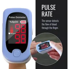 HealthSmart Pulse Oximeter for Fingertip, Displays Blood Oxygen Saturation Content, FSA HSA Eligible, Pulse Rate and Pulse Bar with LED Display,