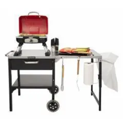 Cuisinart Prep 'n Cook Outdoor Table & Grill Stand: Stainless Steel Serving Cart with Wheels, Foldable Design