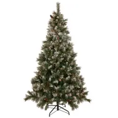 Northlight Real Touch&trade;️ Pre-lit Snow Valley Pine Artificial Christmas Tree - 7.5' - Clear Lights