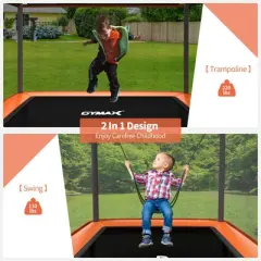 Infans 6 FT Kids Trampoline with Swing, Small Trampoline for 2 Kids, with Safety Enclosure Net, Built-in Zipper, Toddler Rectangle Trampoline, Orange