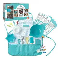 MindWare Playful Chef: Deluxe Kid-Sized Utensils Cooking Set with Apron for Kids &ndash; Ages 4 & up &ndash; 23 piece set