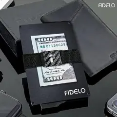 Fidelo Minimalis RFID Blocking Pop up Wallet - Black