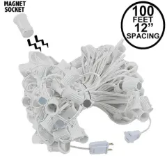 Novelty Lights C9 Magnetic Socketed Holiday Light String, White Wire, E17 Sockets, For Steel Surfaces