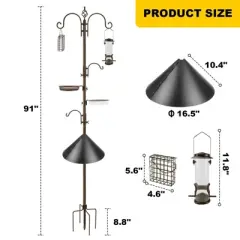 Snynuxx Bird Feeders Bird Feeding Station Kit Bird Feeding Pole Wild Bird Feeder Hanging Kit with Squirrel Guard Baffle