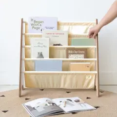 3 Sprouts Recycled Fabric Kids Bookcase, Toddler Bookshelf - Solid Beige