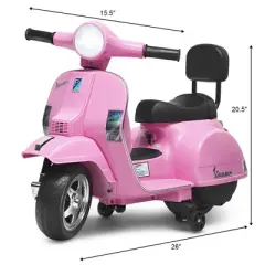 Costway 6V Kids Ride On Vespa Scooter Motorcycle for Toddler w/ Training Wheels Pink\Blue\Green\Black