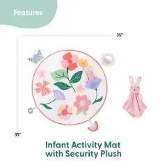 The Peanutshell Tummy Time Mat and Baby Lovey Security Blanket - Pink Floral