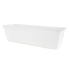 The HC Companies Indoor Outdoor 24 Inch Eclipse Series Window Flower Garden Ornamental Planter Box with Removable Attached Saucer, White (2 Pack)
