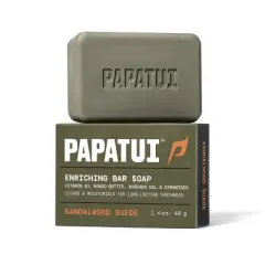 Papatui Men's Exfoliating and Hydrating  Sulfate-Free Mango Butter, Avocado Oil and Ceramides Mini Bar Soap - Sandalwood Suede - 1.4oz