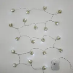 Lumabase Battery Operated String Lights with 20 Distressed Silver Balls