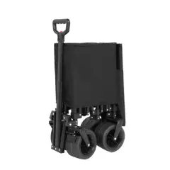 INFURNIC Wheelbarrows And Lawn Carts Heavy Duty Folding Utility Yard Cart, Beach Wagon Lawn Cart With Big Wheels, Black, 20.87"*42.91"*32.68"