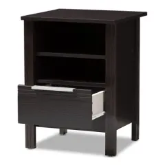 Hamish Modern and Contemporary Finished 1 Drawer Nightstand Dark Brown - Baxton Studio