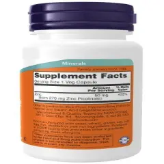 Zinc Picolinate 50mg by Now Foods  -  60 Capsule