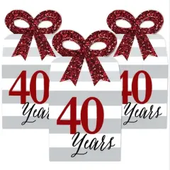 Big Dot of Happiness We Still Do - 40th Wedding Anniversary - Square Favor Gift Boxes - Anniversary Party Bow Boxes - Set of 12